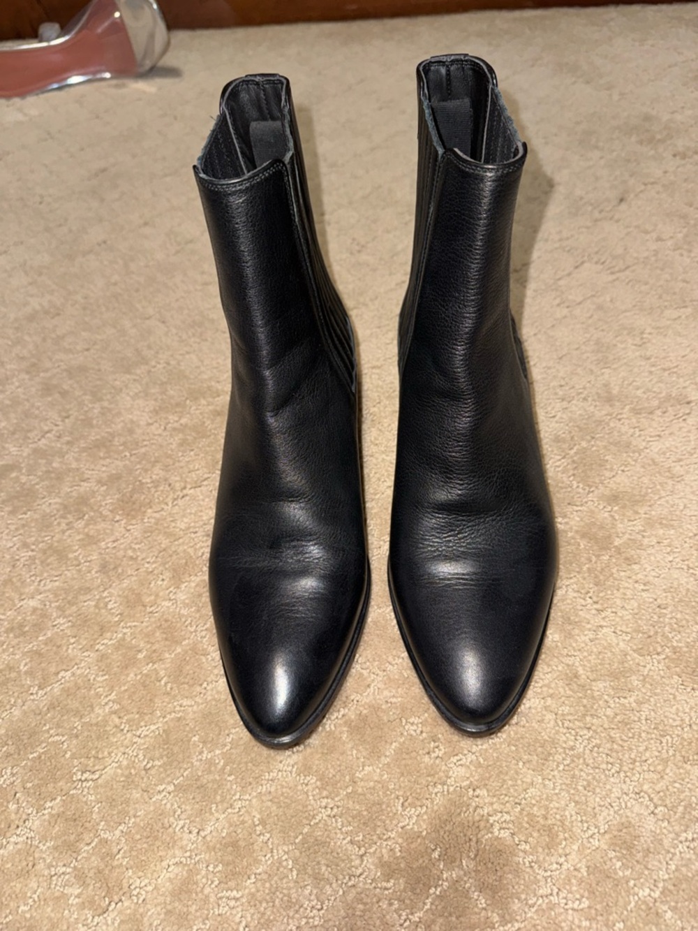 Saint Laurent Black Leather Pointed-Toe Ankle Boots